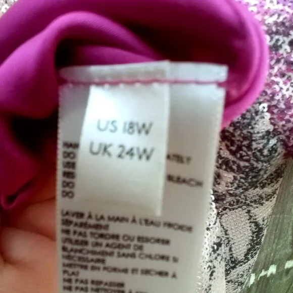 Anthropologie Top Womens Sz 18W Pink Marie Sequin Puff Sleeve Blouse New Floral - Picture 13 of 16